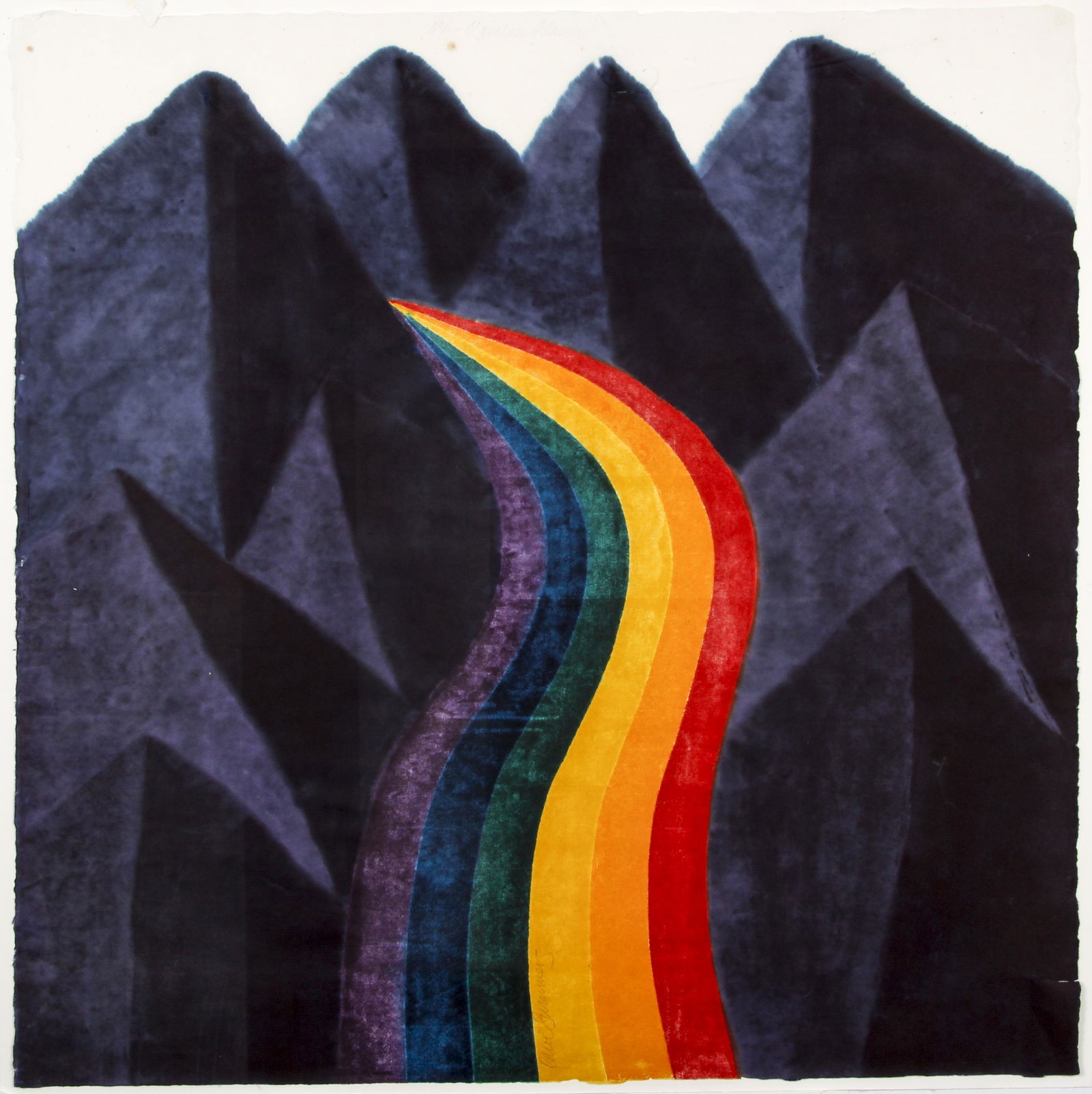 Carol Summers 1970 color woodcut Rainbow Glacier (1 of 5)