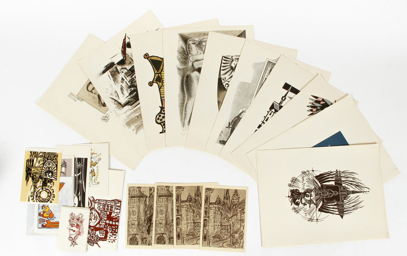 Lot of Chrudim prints and bookplates Czech Republic (1 of 12)