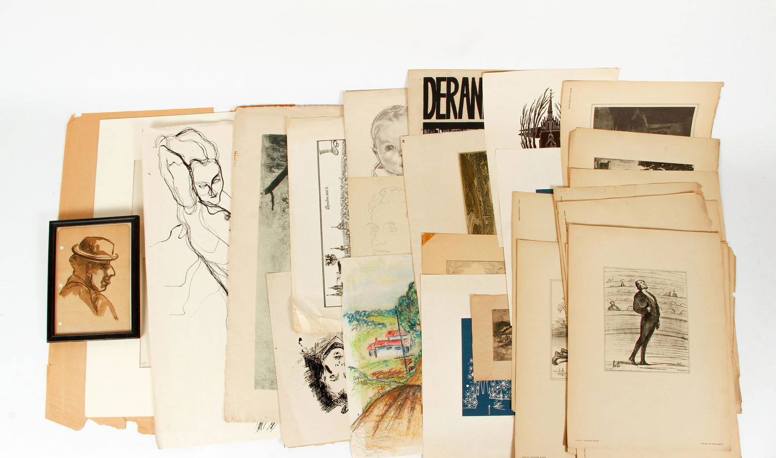 Lot of German Graphics Prints Drawings Paintings (1 of 7)