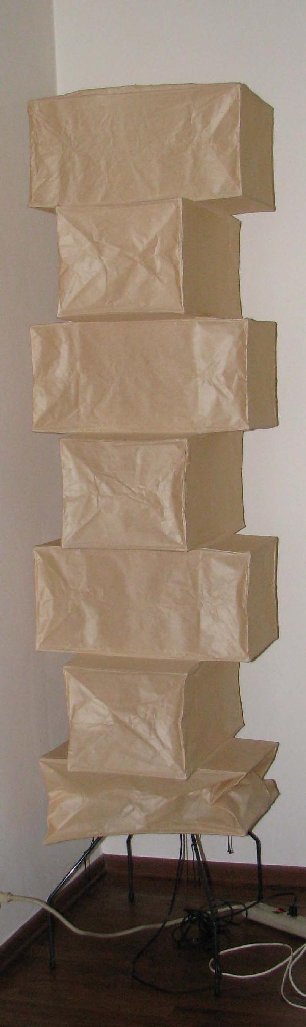 Isamu Noguchi Paper Lamp: Artist: Noguchi, Isamu (1904-1988) Title: Model UF4-L10 Date: circa 1960's Medium: paper with black painted steel Dimensions: 74.5 x 19 x 19 inches Signature: Noguchi chop mark on shade