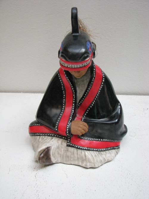 C. Alan Johnson Alaskan figurine storyteller: Artist: Johnson, C. Alan Title: Alaskan storyteller Date: 1963 Medium: Ceramic Dimensions: 8 x 5 x 5 inches Signature: Signed on bottom C Alan Johnson copyright 1962 AJ2