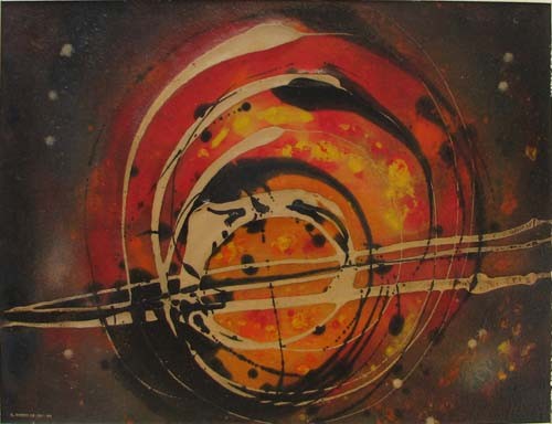Emilio Castelar All God's Children oil mixed media: Artist: Castelar, Emilio (Argentinian, b. 1927) Title: All God's Children Have Wings Date: 1965 Medium: oil and mixed media on masonite Dimensions: 23 x 31.5 inches Signature: Signed, inscribed