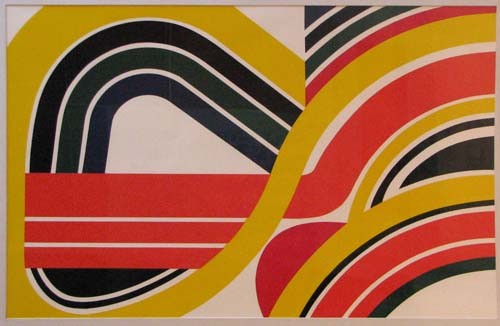 Pair of Jean Dewasne abstract prints: Artist: Dewasne, Jean (French, b. 1921) Title: Le Longue Marche 1 and 2 Medium: screenprints in colors Dimensions: 19 x 28.5 inches Signature: signed on the reverse Provenance: Westinghouse Col