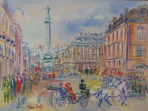 Moulin Rouge View of Paris in the Style of Jean Du: Artist: Dufy, In the Style of Jean (1888-1964) Title: Moulin Rouge Date: n.d. Medium: gouache and watercolor Dimensions: 9 x 12 inches Signature: bears signature Jean Dufy, examined by Jacques