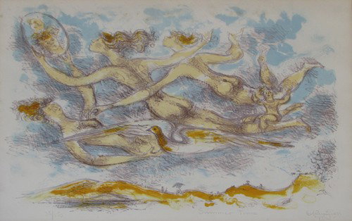 Chaim Gross orig litho Summer Time: Artist: Gross, Chaim (American, 1904-1991) Title: Summer Time Date: 1973 Medium: lithograph printed in colors Dimensions: 14 x 18 inches Edition Number: 35/150 Signature: pencil sign