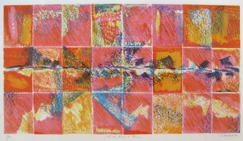 Jane Haskell orig litho "To the Edge of Time": Artist: Haskell, Jane (Contemporary American) Title: To The Edge of Time Date: 1986 Medium: lithograph printed in colors Dimensions: 13.5 x 25 inches Edition Number: 13/100 Signature: