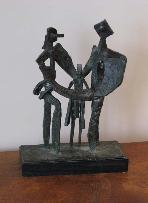 Prince Welded Bronze Ritual Piece Sculpture: Artist: Prince Title: Ritual Piece Date: 1957 Medium: welded bronze Dimensions: 12.25 x 8.5 x 3.5 inches Signature: Incised with signature and date and signed and titled on base.