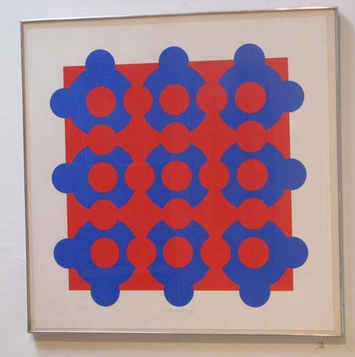 Vasarely Constellation Series red and Blue: Artist: Vasarely, Victor (Hungarian/French 1908-1997) Title: Constellation (Red and Blue) Date: circa 1965 Medium: serigraph printed in colors Dimensions: 22.5 x 22.5 inches Edition Number: 117