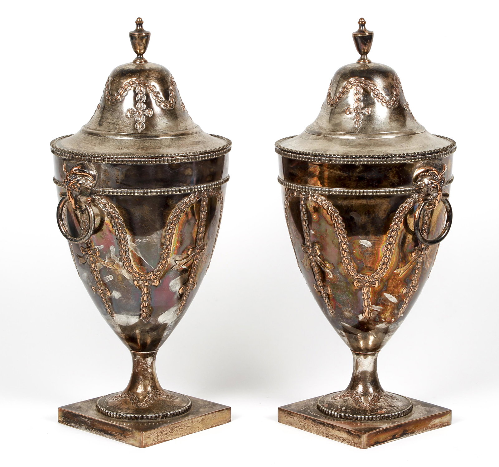 Pair of Sheffield Silver Plated Urns (1 of 6)