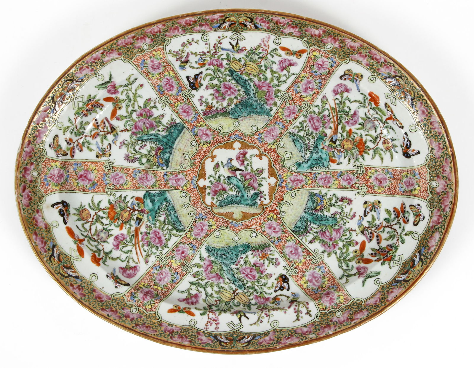 19th C. Chinese Canton Rose Medallion Platter (1 of 4)
