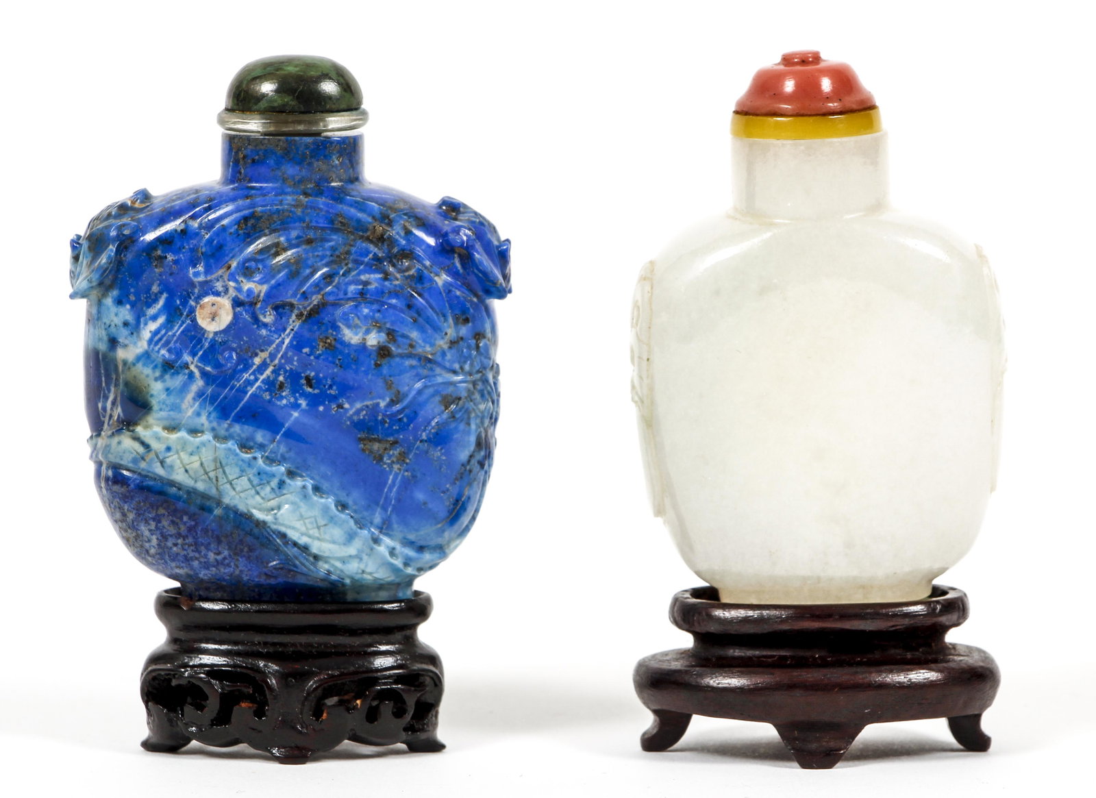 2 Snuff Bottles lapis and Glass (1 of 7)