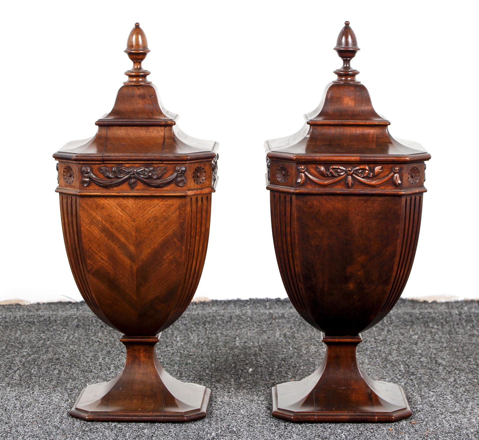 Pair Edwardian Mahogany Cutlery Urns or Knife Blocks (1 of 6)