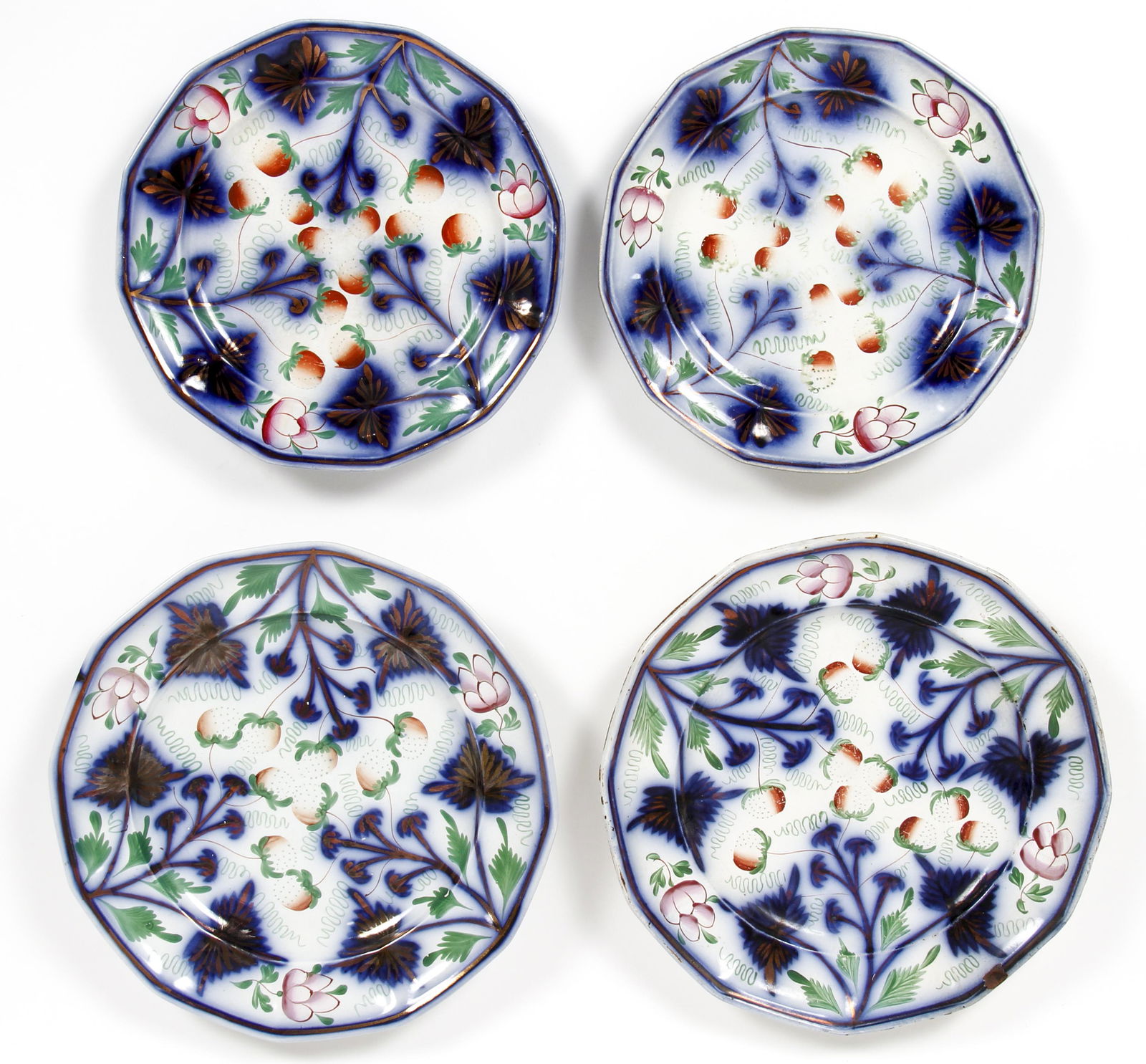 4 Elsmore Forster Gaudy Ironstone Strawberry Plates (1 of 4)