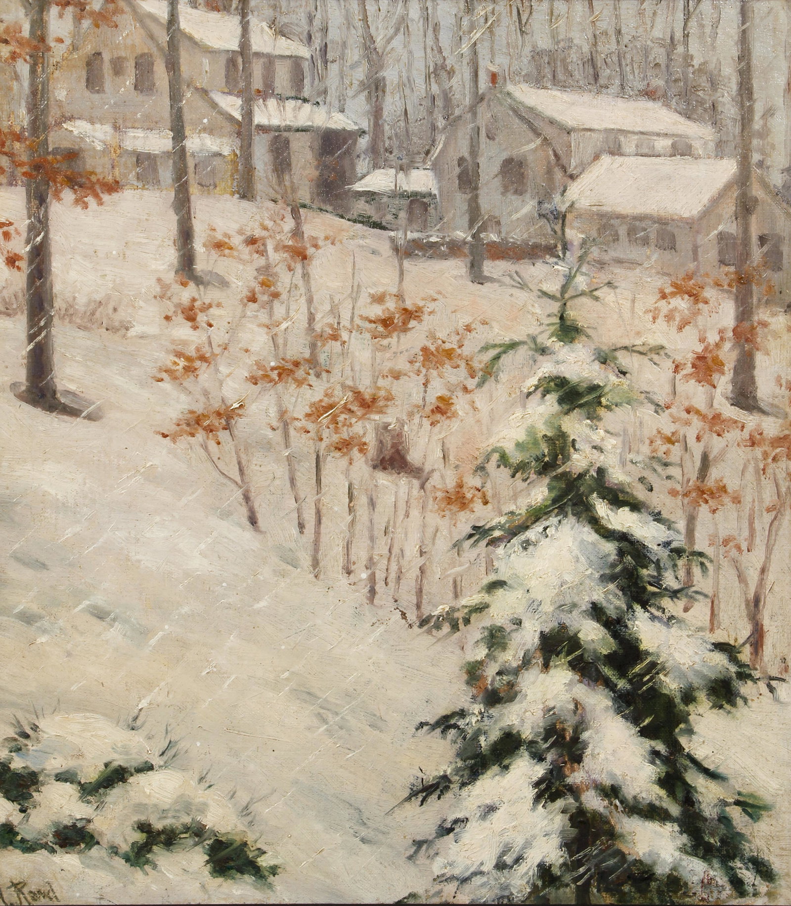 Henry Rand 20th century Winterscape Oil on Board (1 of 4)
