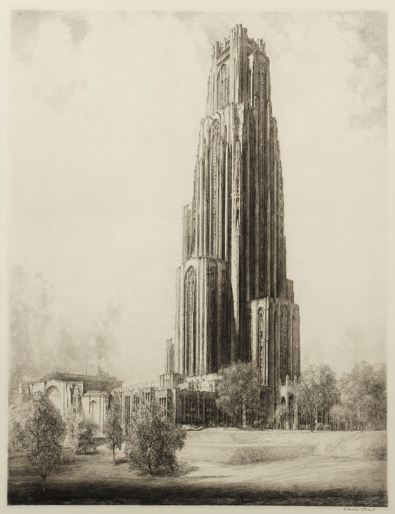 Louis Orr Cathedral of Learning Signed Etching (1 of 4)