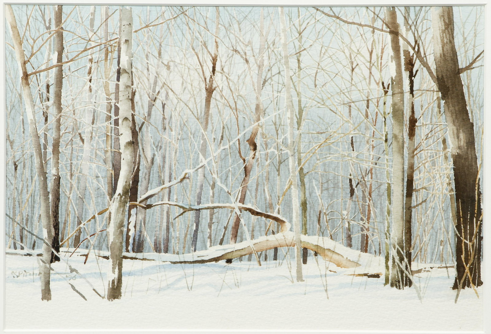 Charles Pitcher Snowy Forest Interior Watercolor (1 of 4)