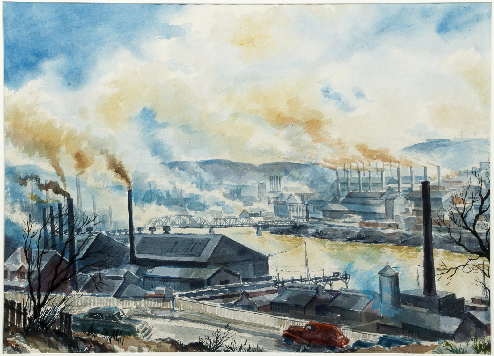 Robert Young Pittsburgh Steel Mills Watercolor (1 of 3)