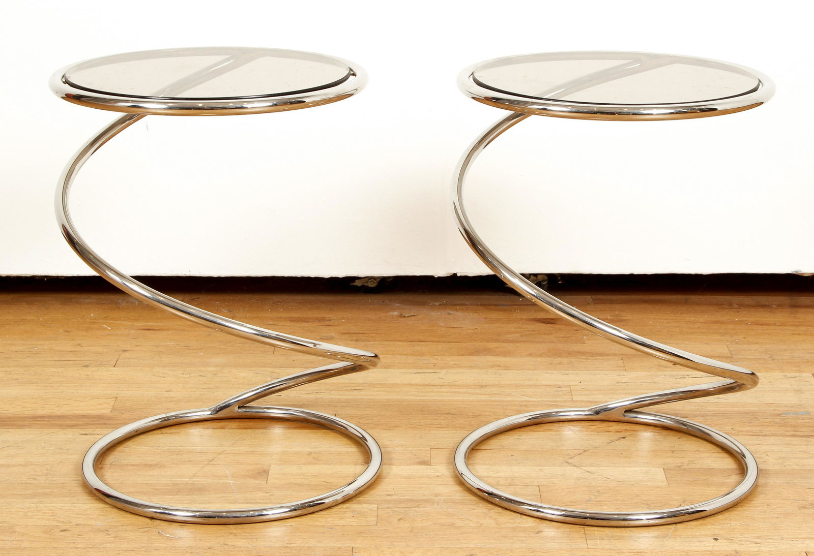Pair of Leon Rosen Spring Coil Side Table (1 of 4)