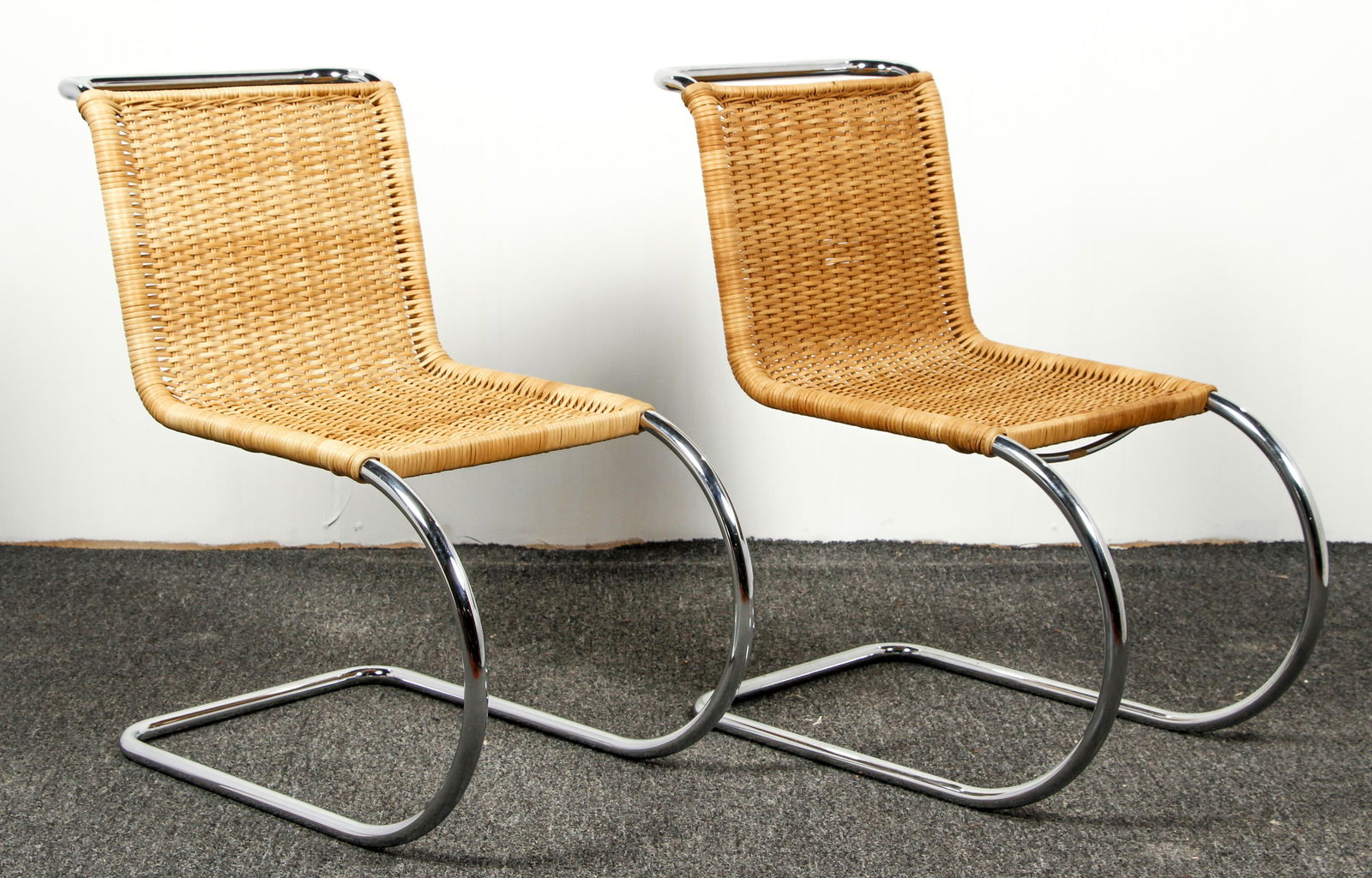 Pair Stendig Wicker and Chrome Mies Chairs (1 of 6)