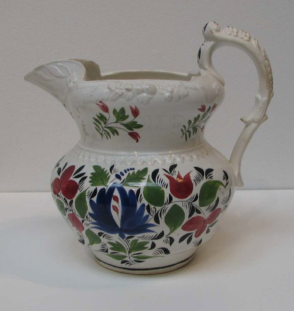 Large Molded Pitcher with Stick Spatter decoration