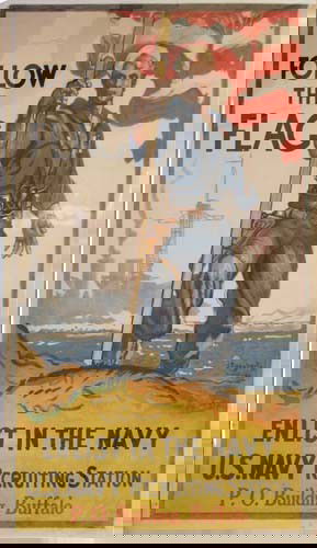 WWI Poster Follow the Flag - Enlist in the Navy -J: Artist: Daugherty, James Title: Follow the Flag - Enlist in the Navy Date: 1917 Medium: poster Dimensions: 42" x 28 inches Edition Number: Buffalo Recruitment Office Signature: print