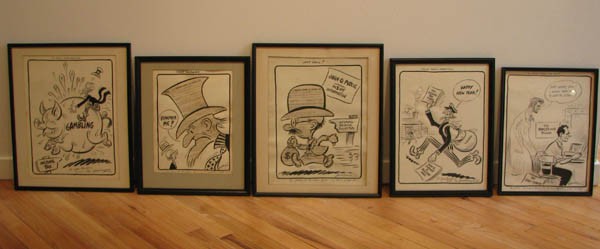 Five Cy Hungerford Political Satires from the 1960: Artist: Hungerford, Cyrus (American-Pittsburgh, 1889-1983) Title: "The Great Debate," "Happy New Year 1961," "Uncle Whiskers," "A Well-Greased Pig," "Last Call" Date: all circa 1960 Medium: pen and in