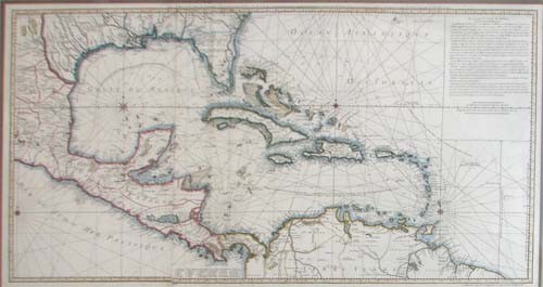 Phil Buache antique map Gulf Of Mexico: Artist: Popple, Ms. with several corrections and augmentations by Phil Buache Title: Carte d'une Partie de A'merique pour la Navigation des Isles et du Golfe du Mexique avec Interieur des Terres. Date