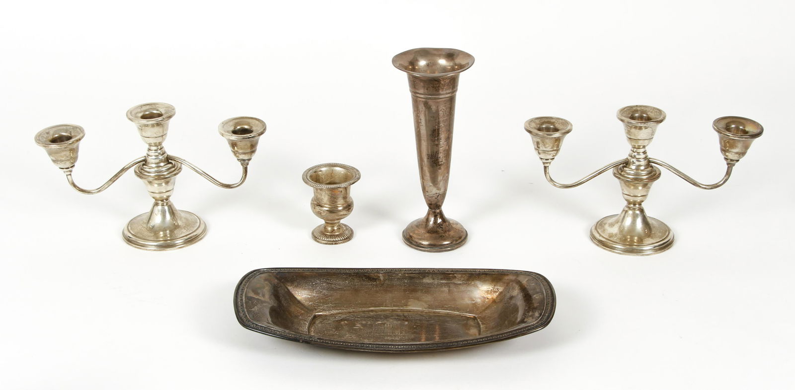 5 pc Sterling Silver lot Tray Cup Vase Candelabra (1 of 12)