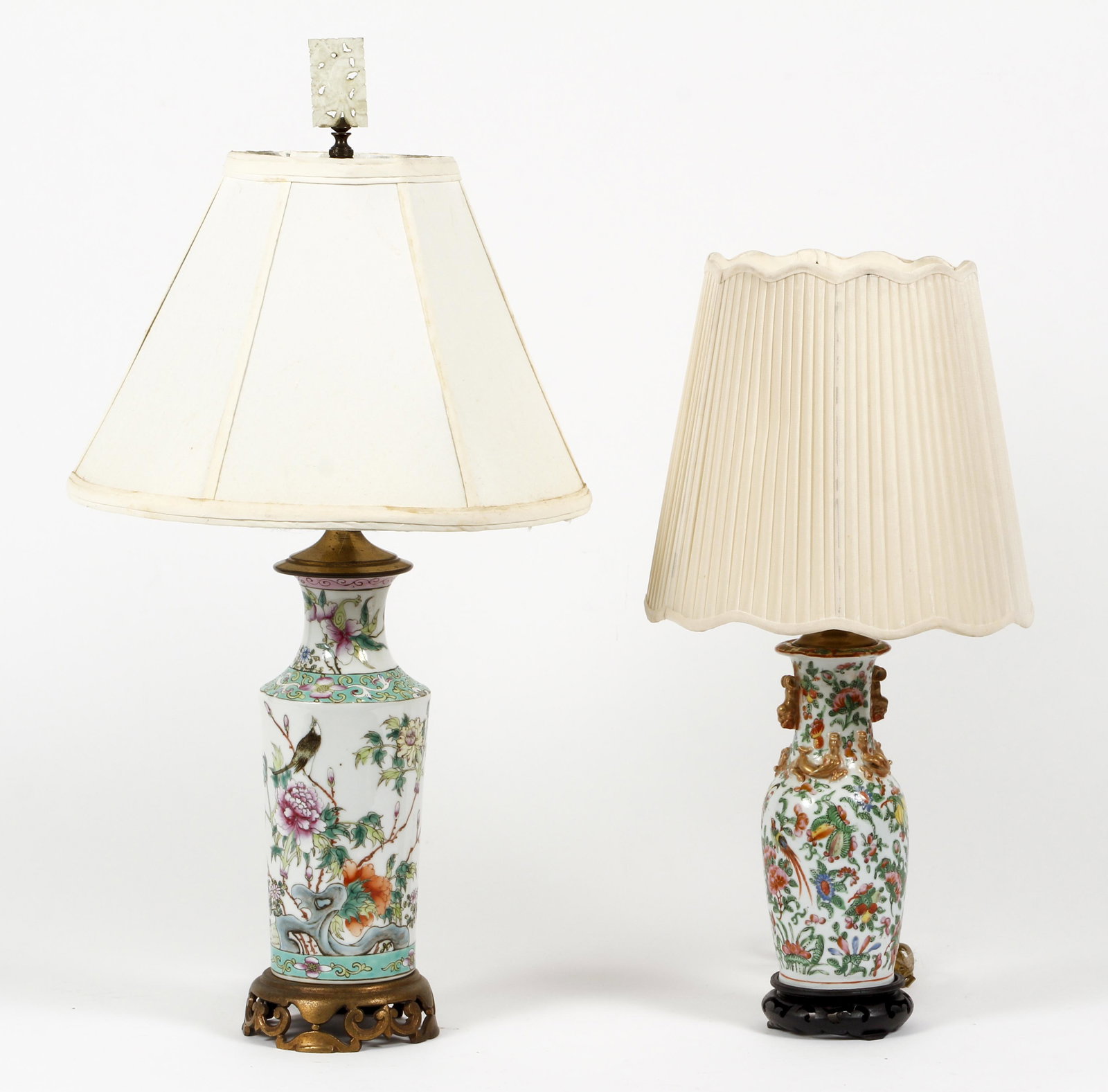 2 Chinese Famille Vases fitted as table lamps (1 of 6)