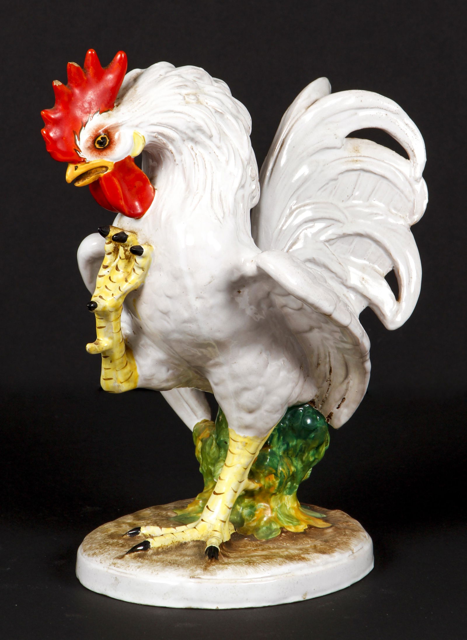 Italian Glazed Ceramic Cock Fighting Figurine (1 of 5)