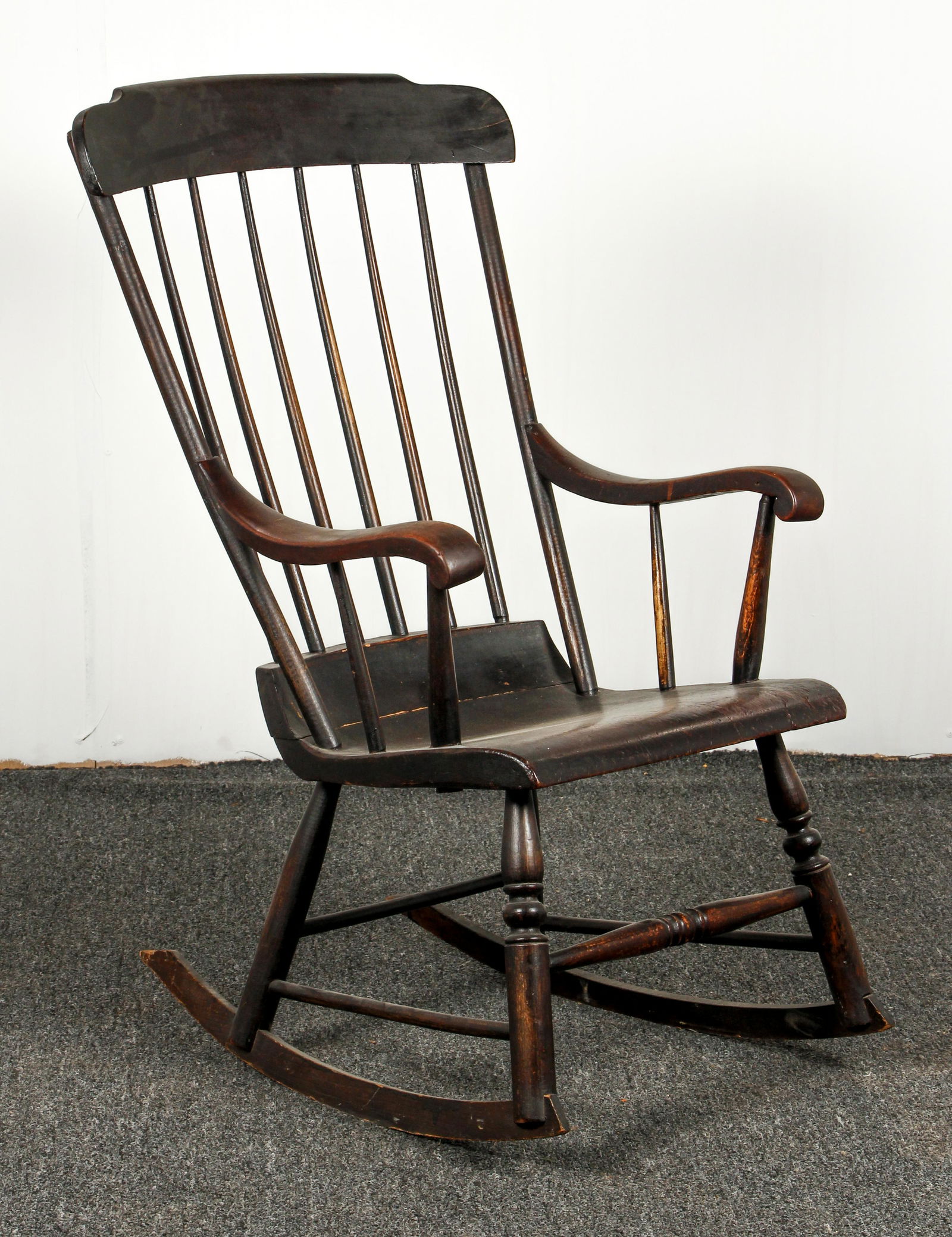 Antique Windsor Style Dark Brown Rocking Chair (1 of 5)