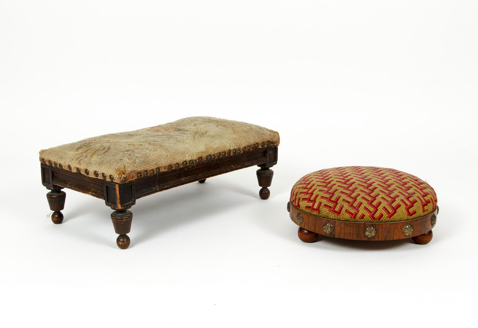 Pair of Victorian Footstools with Needlework Tops (1 of 7)