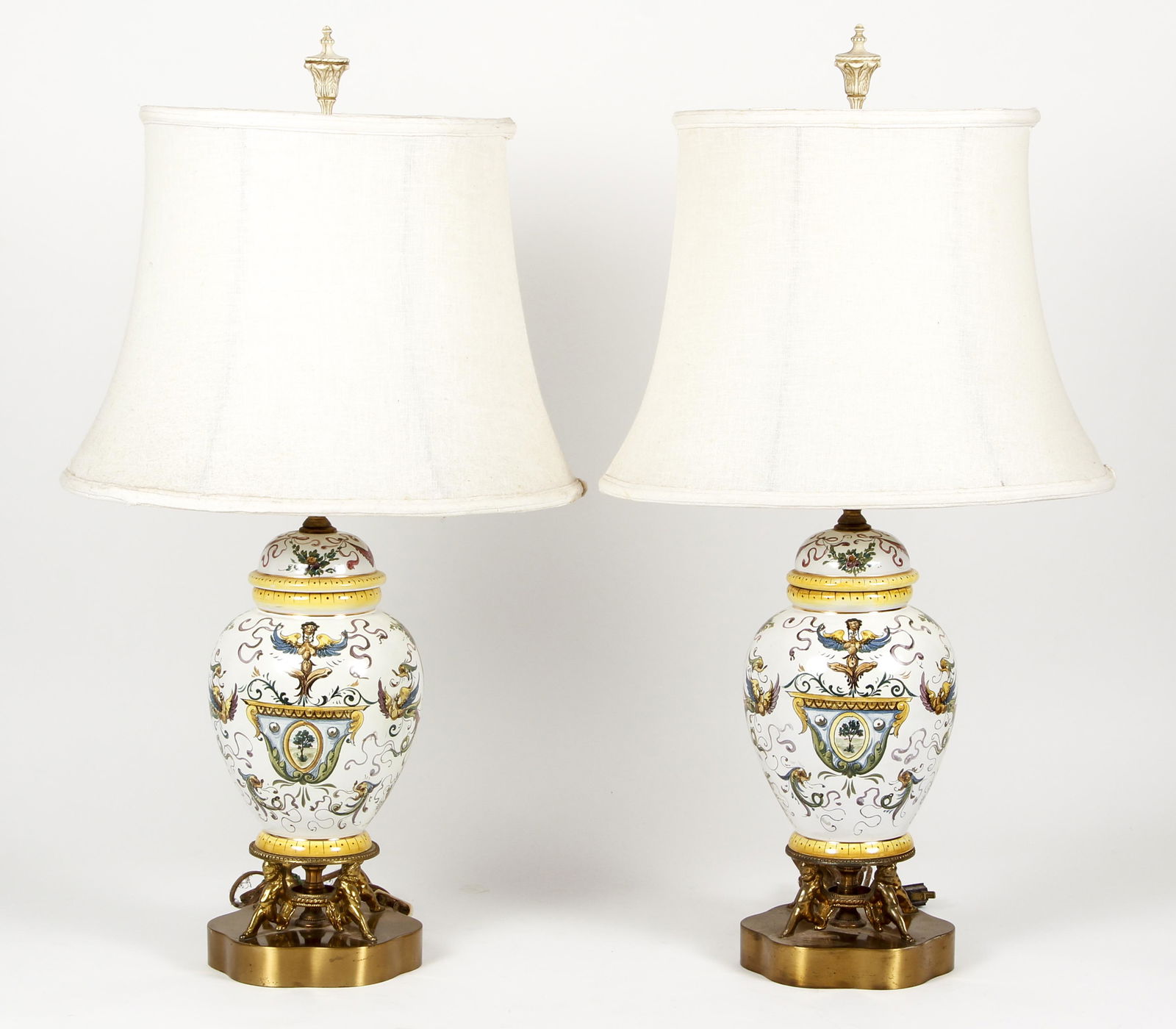 Pair of Italian Hand Decorated Table Lamp Urns (1 of 5)