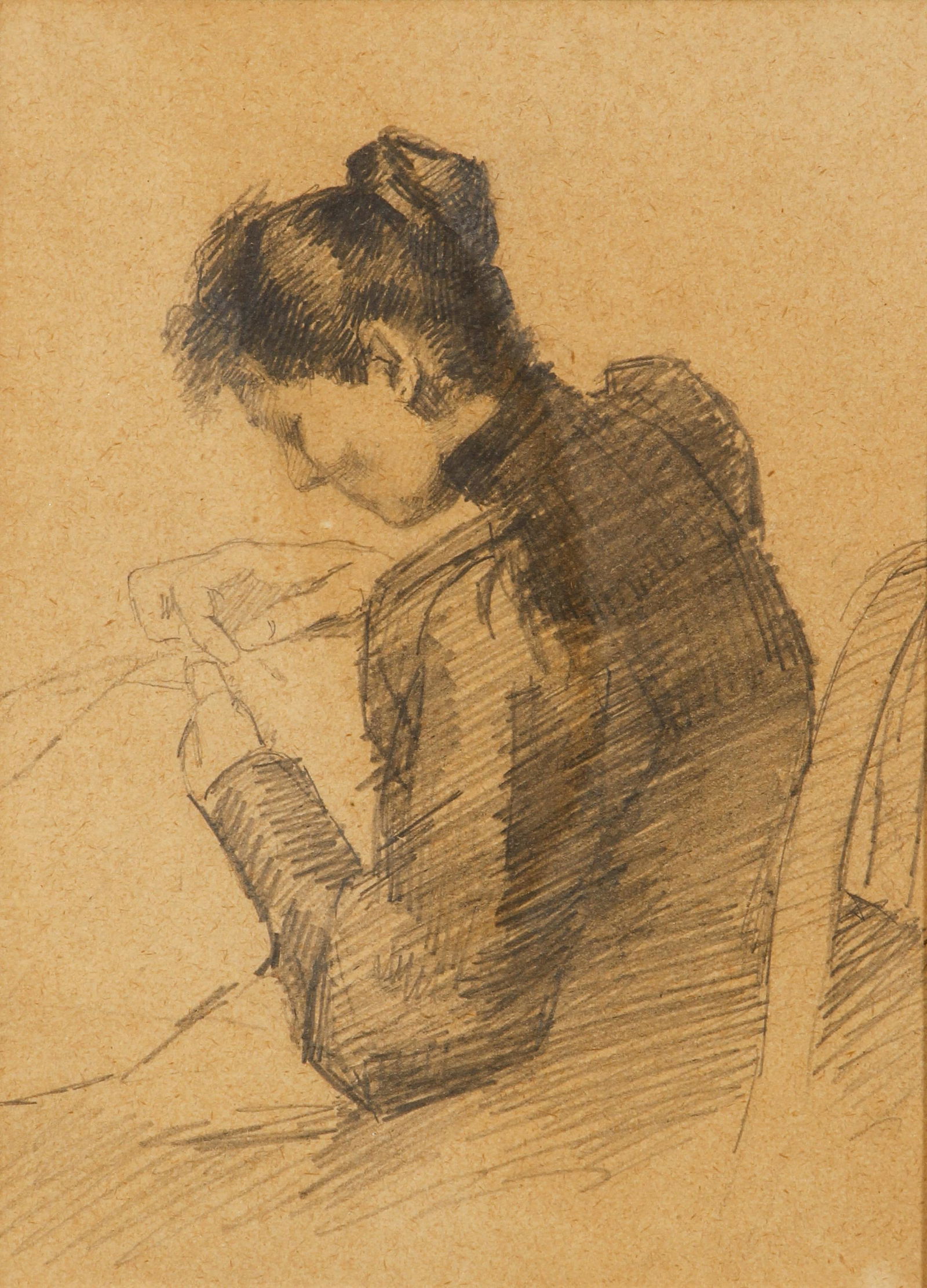 American School Drawing Woman Sewing (1 of 3)