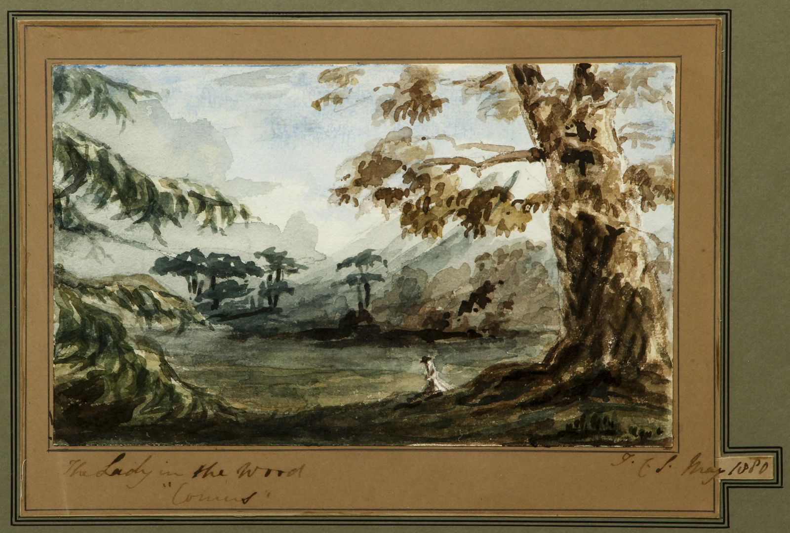 Impressionist watercolor The Lady in The Wood (1 of 5)