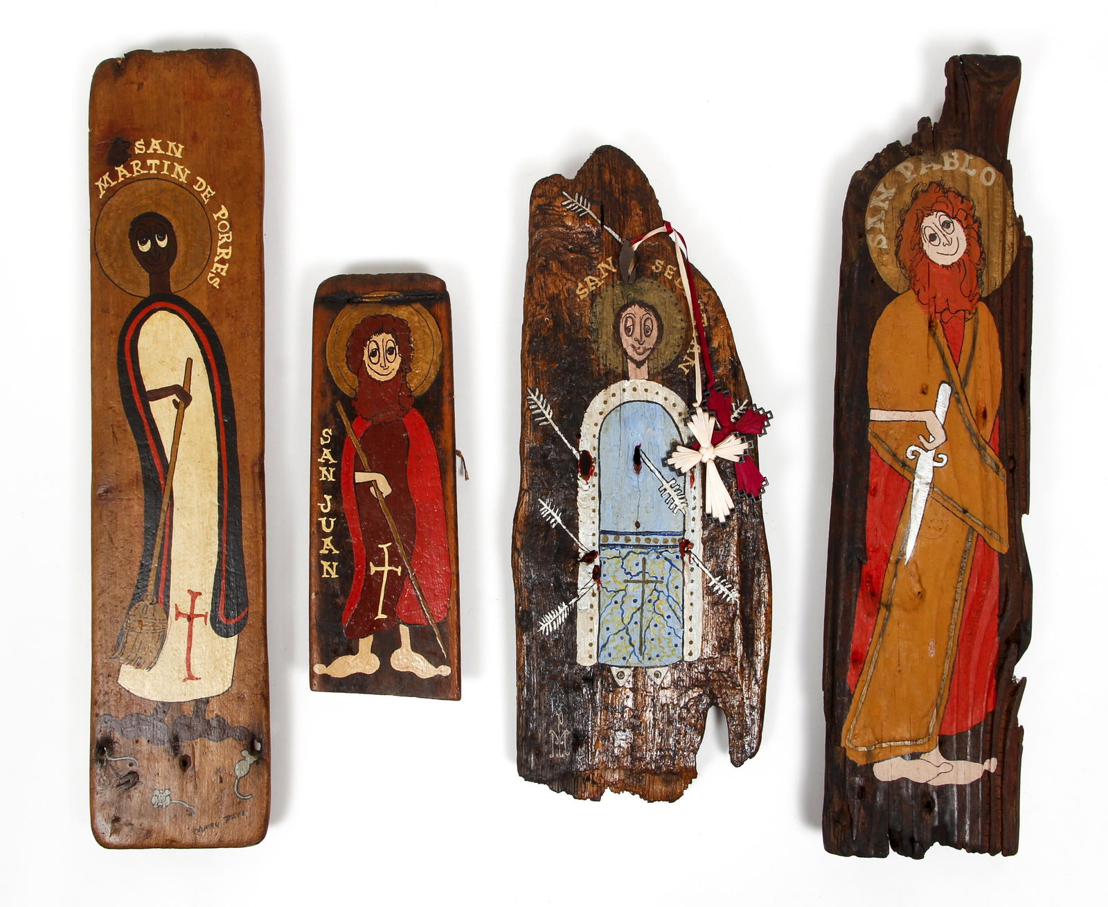 4 Mary Pate Folk Art painted Saint Icons (1 of 9)