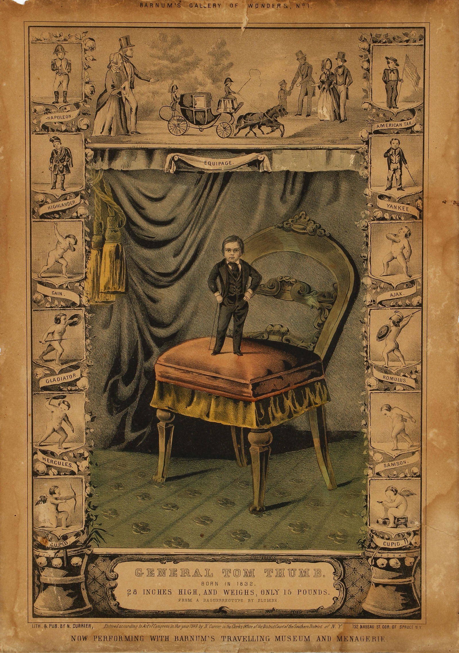 Currier Color Litho General Tom Thumb 1849 (1 of 6)