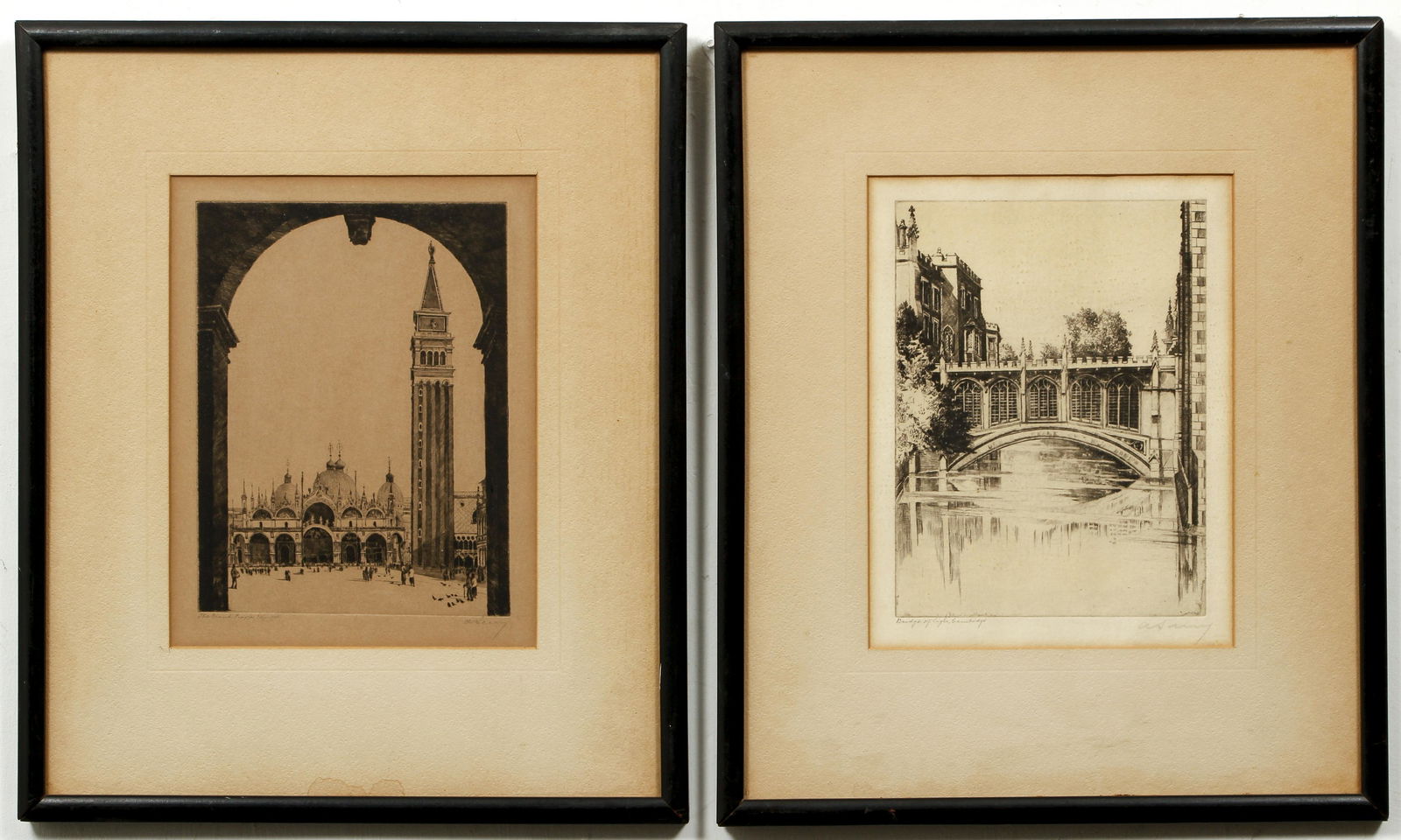 2 A Simes etchings Bridge of Sighs, Piazza Venice (1 of 9)