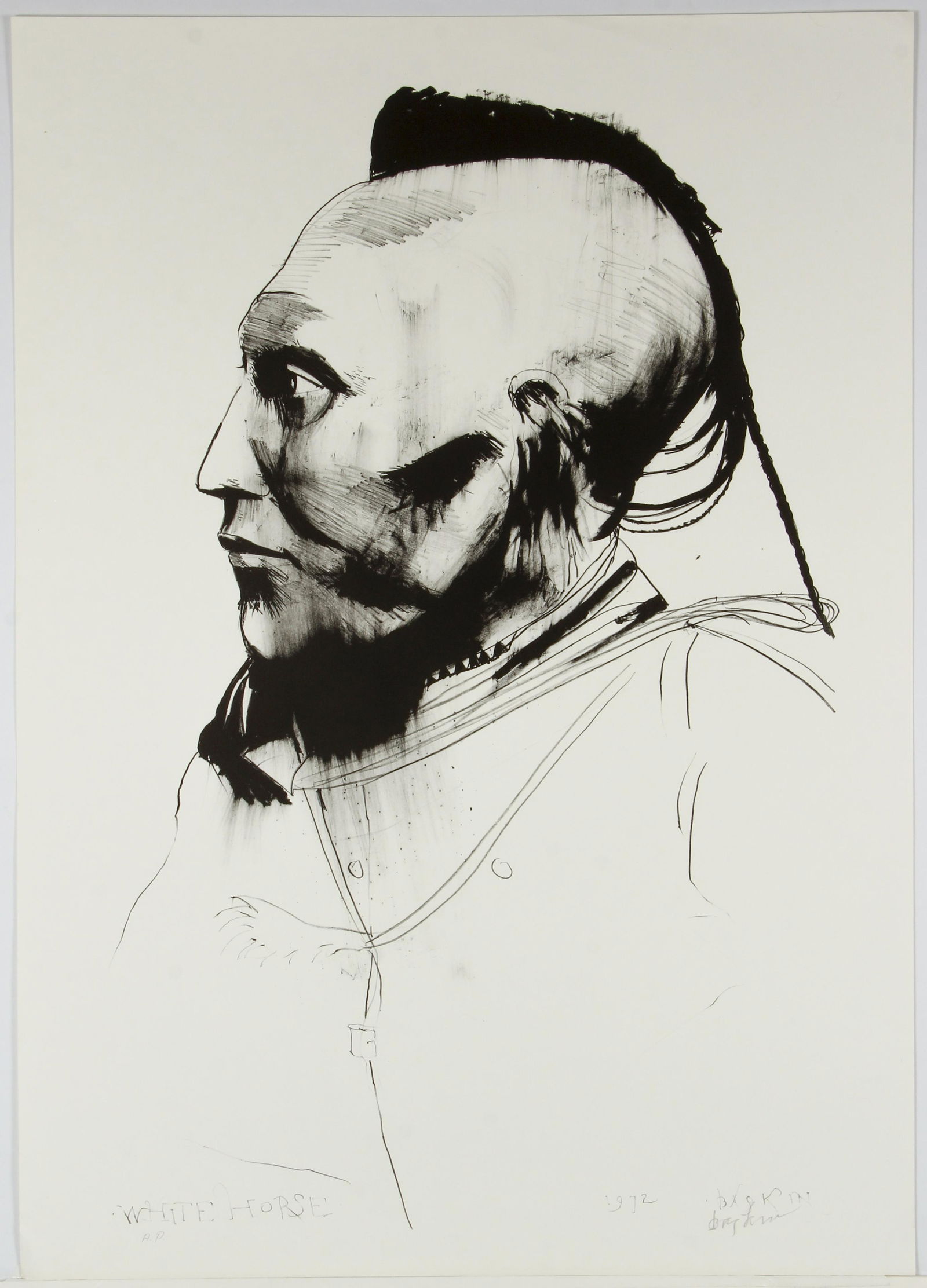 Leonard Baskin White Horse orig signed litho (1 of 4)