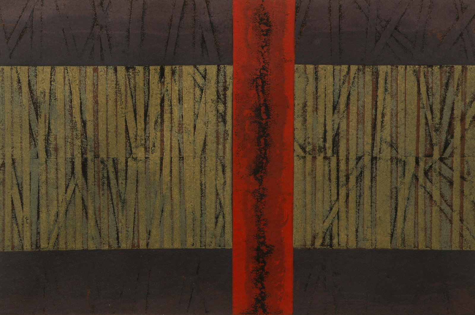 Battaglini Wall Red Wall Color Woodcut (1 of 6)