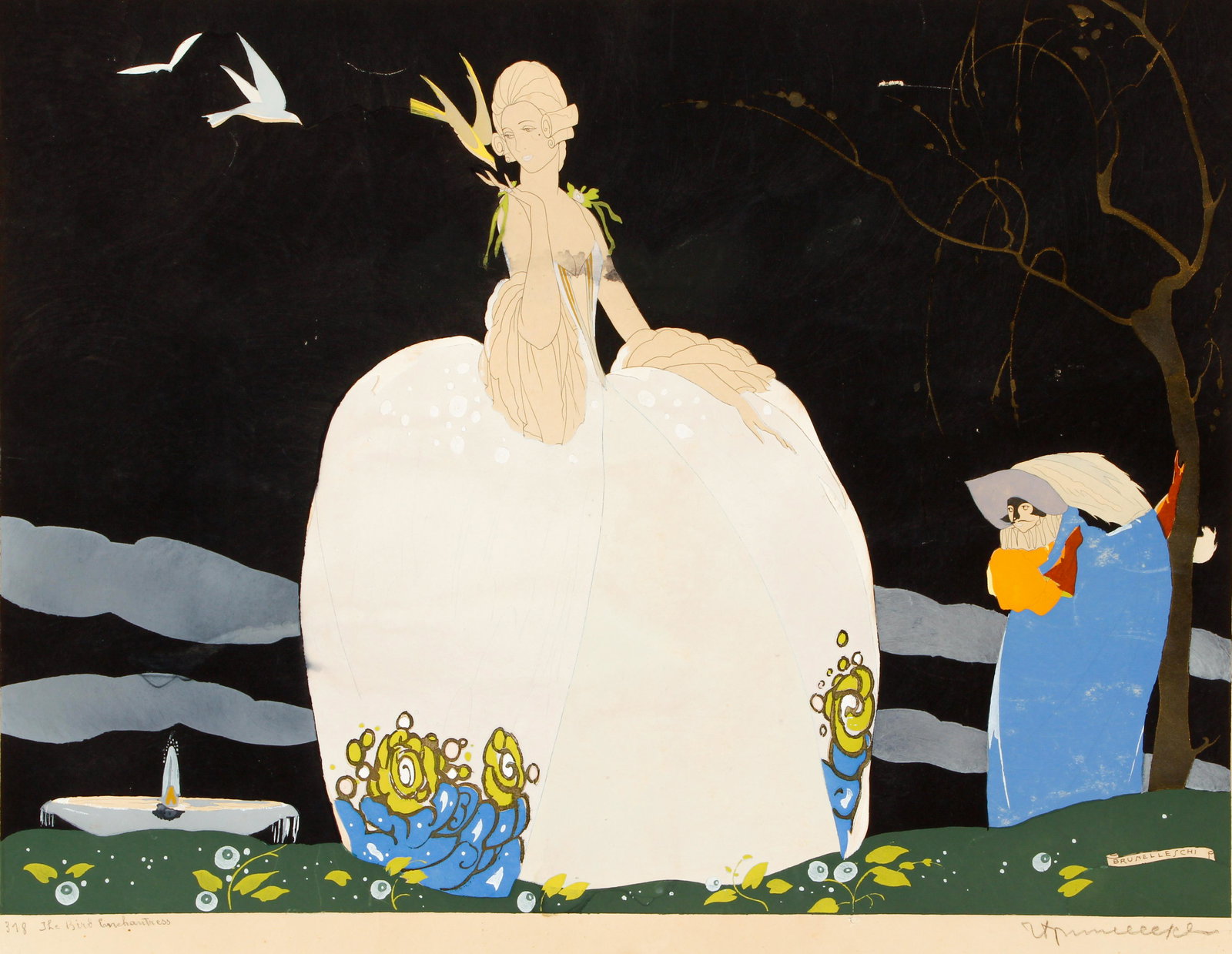 Umberto Brunelleschi Bird Enchantress Pochoir Signed (1 of 5)