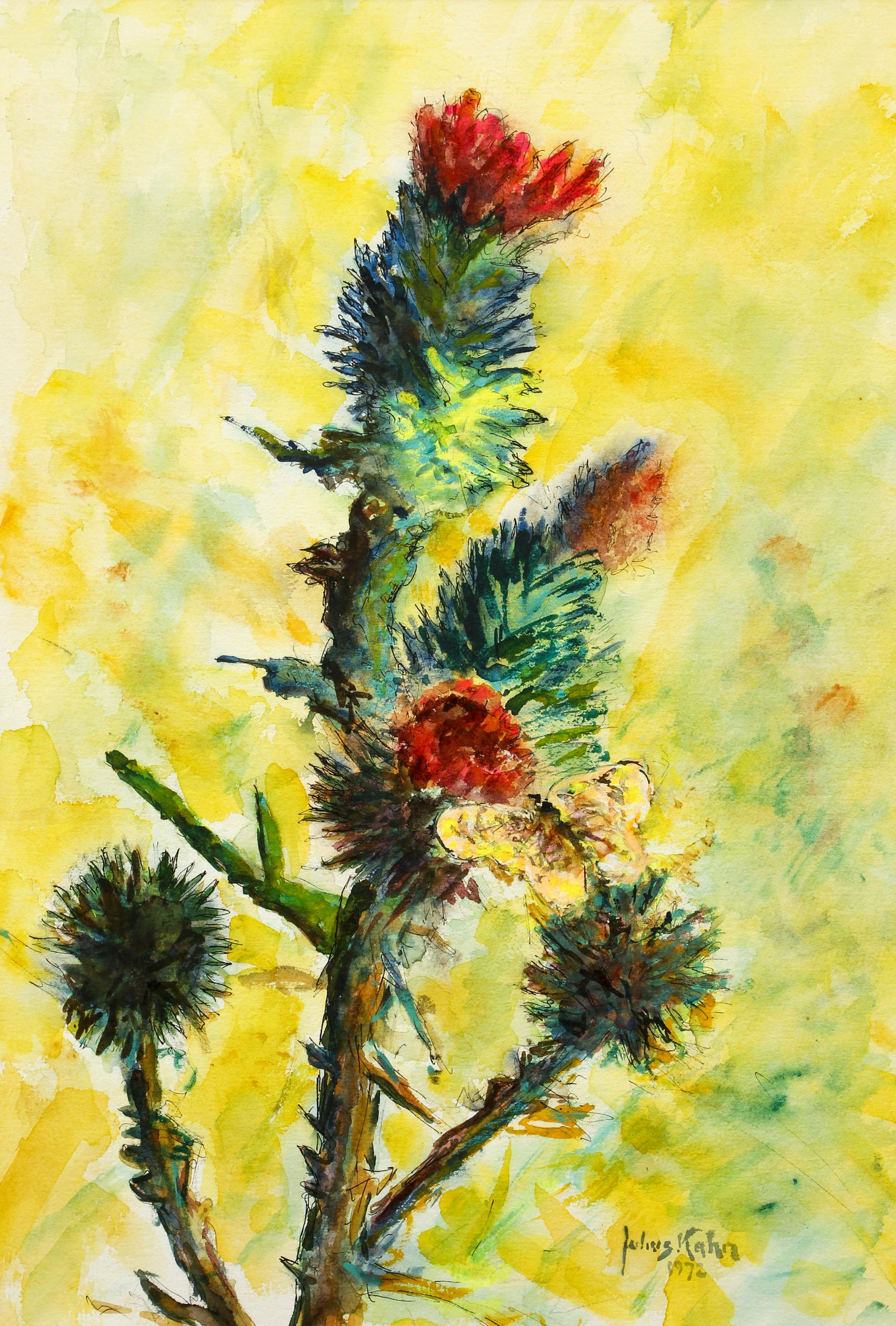 Julius Kahn 1972 Nature Study watercolor (1 of 4)