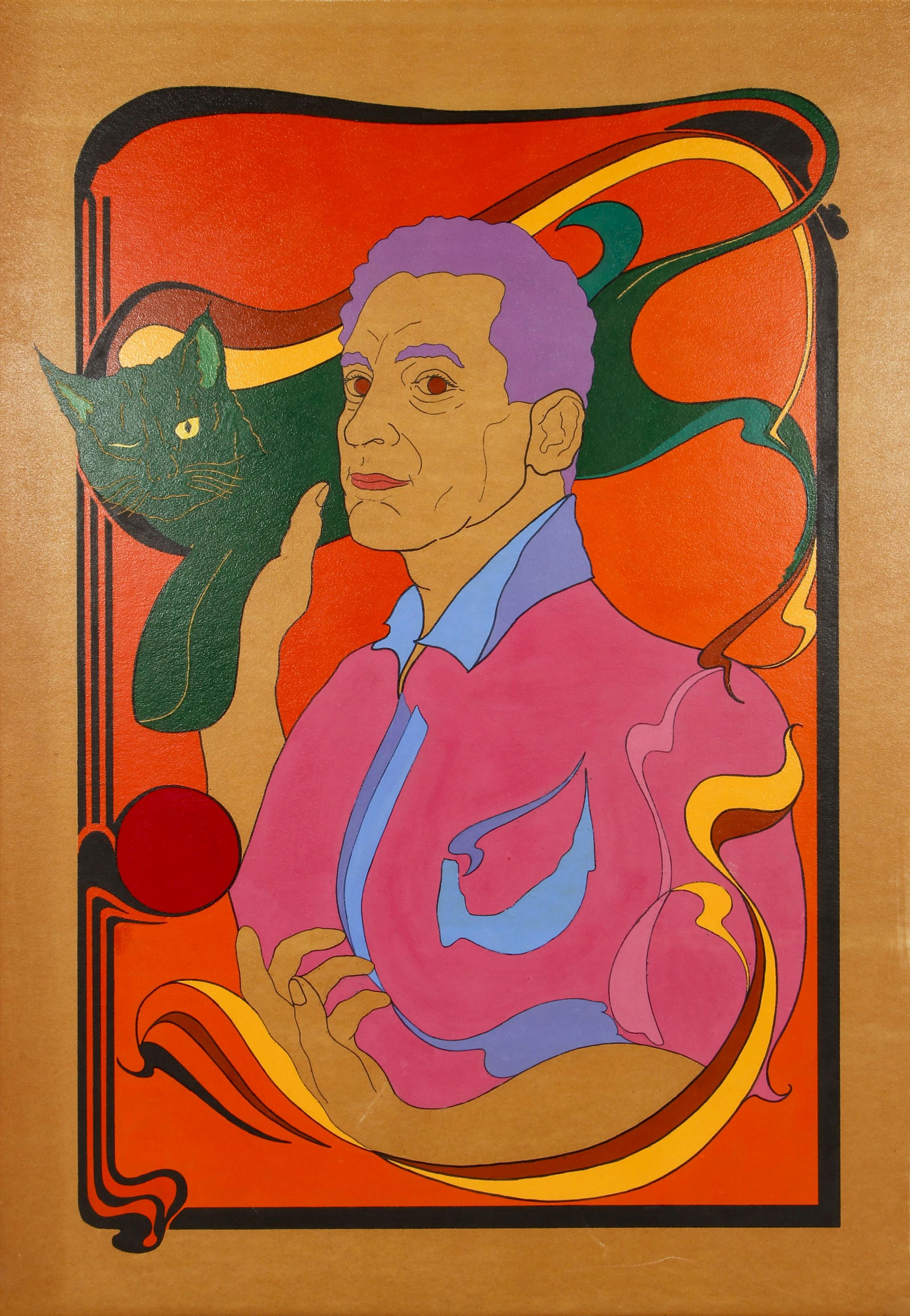 Warren Pleasants 1974 gouache Self Portrait (1 of 4)