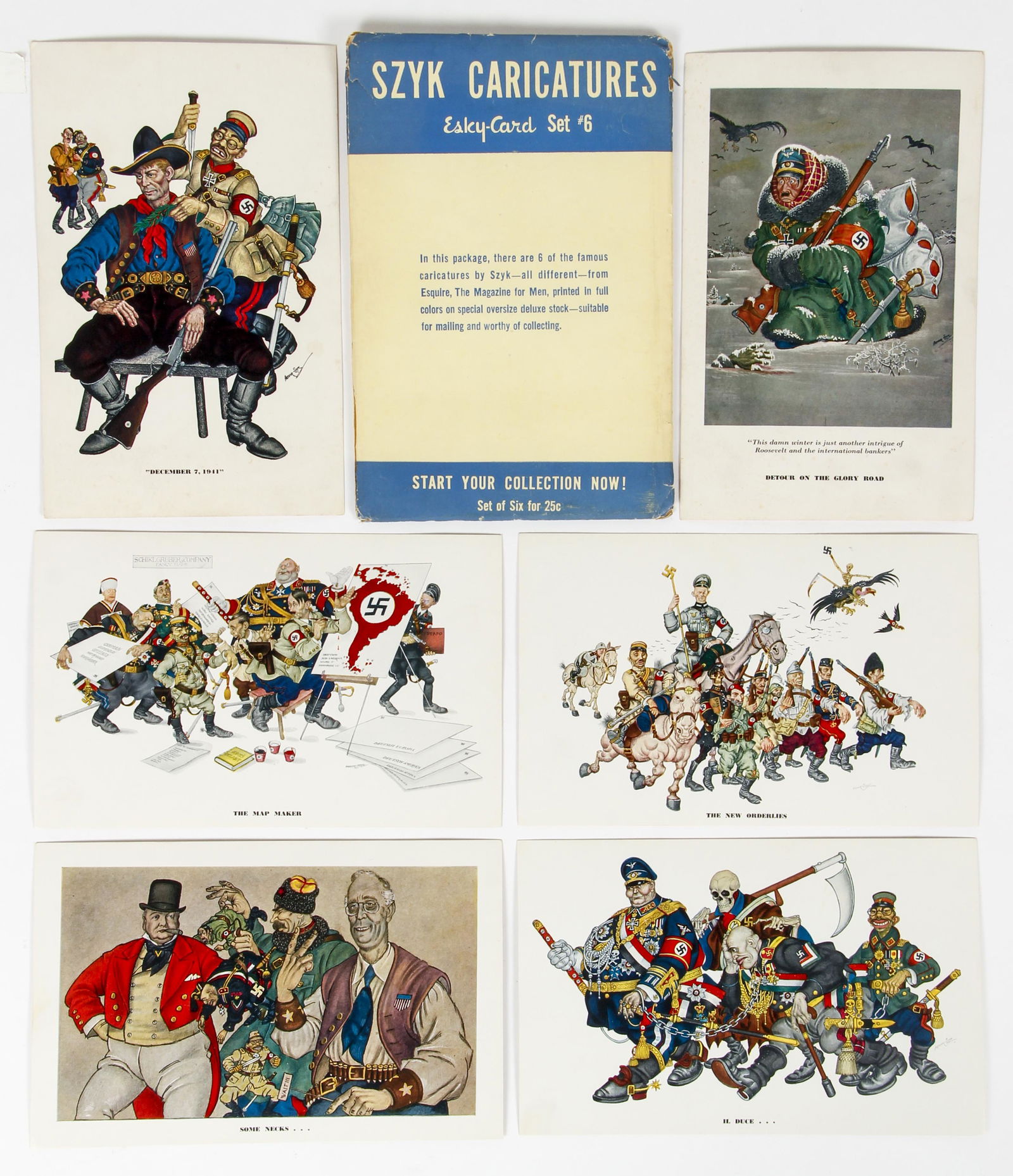 Arthur Szyk 6 Caricatures Postcards Esquire 1942 (1 of 9)