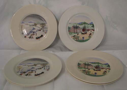 6 Atlas china "Grandma Moses" limited ed. plates: Title: 6 Atlas china "Grandma Moses" limited edition plates Medium: porcelain Dimension: 10.25 inch diameter Provenance:The Estate of Emily F. Oliver, Sewickley, PA