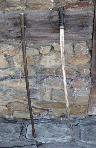 Model 1902 Sword and Scabbard: Title: Model 1902 Sword and Scabbard Medium: steel Dimension: 39 inches long Provenance:The Estate of Emily F. Oliver, Sewickley, PA