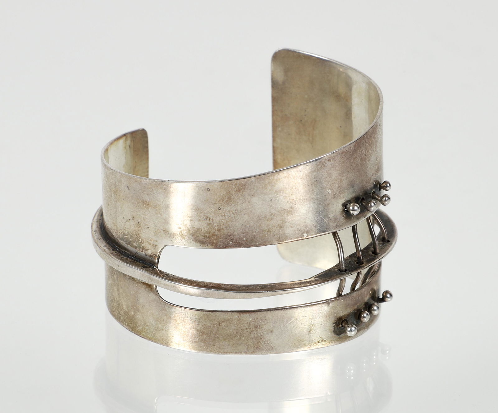 Ed Wiener 1950 Constructivist Sculptural Cuff Bracelet (1 of 4)