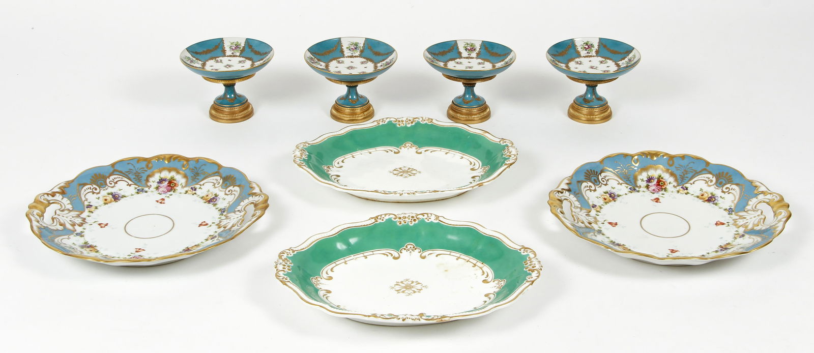 4 Sevres style porcelain Ormolu compotes, 4 porcelain serving Dishes (1 of 8)