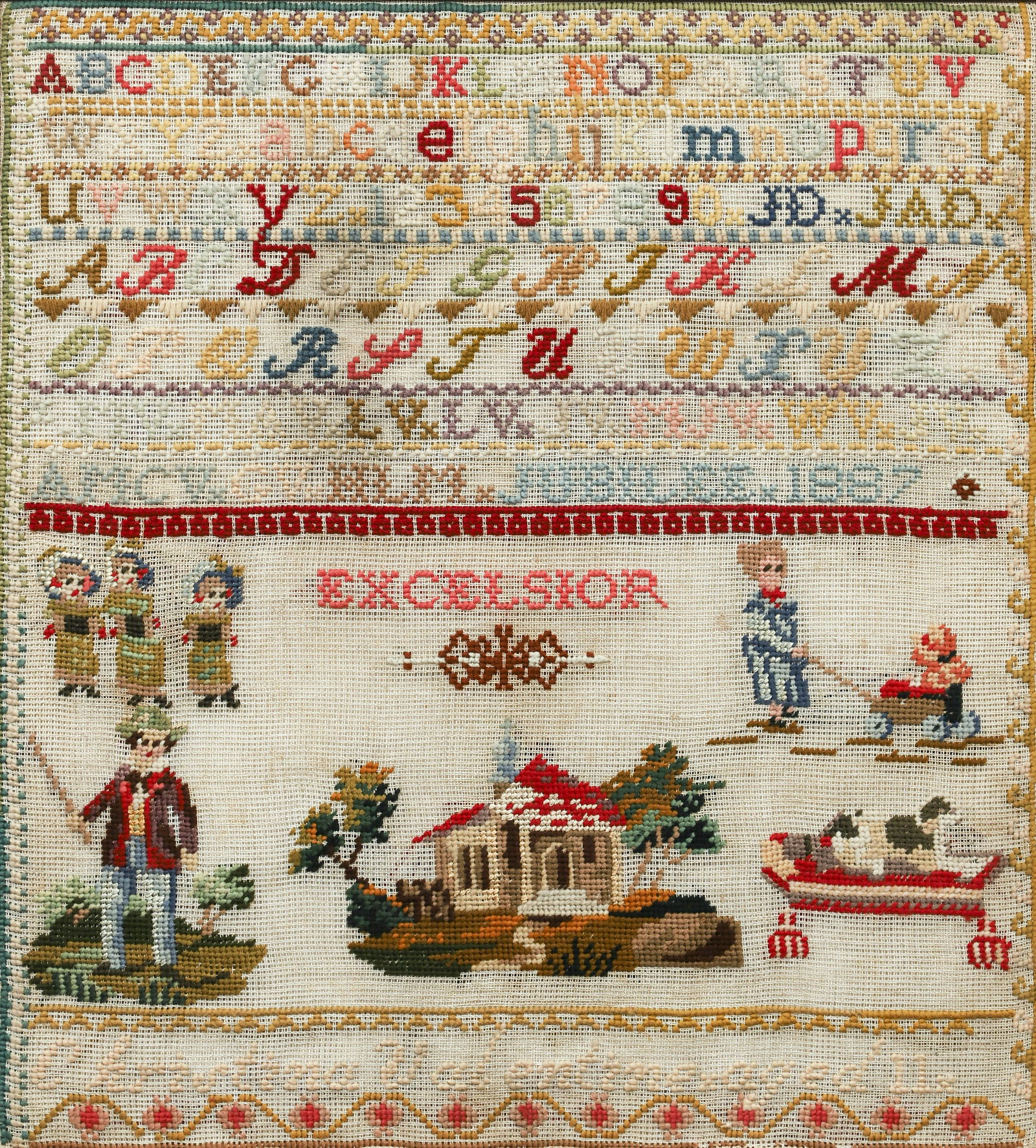 Christina Valentine Excelsior Needlework Sampler 1887 (1 of 4)