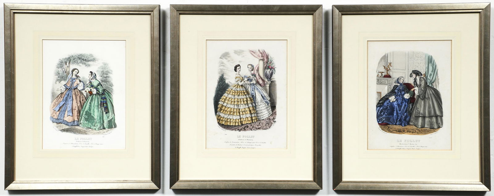 3 Hand-Colored 19th c. French Fashion Engravings (1 of 10)